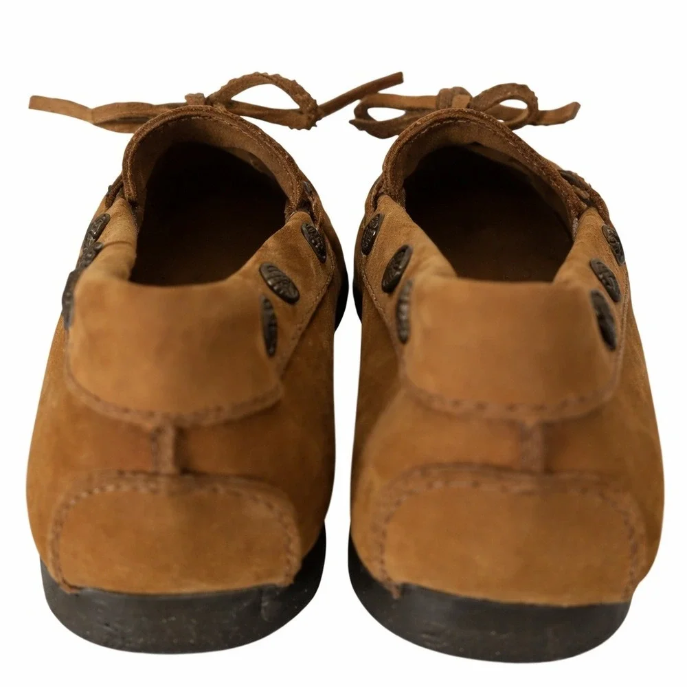 Minnetonka Suede Concho Wedge Moccasins Women 9M Boho Southwestern Hippie Casual